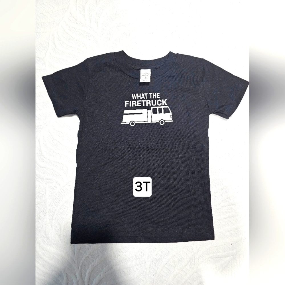 Kids Navy Black Firetruck T-Shirt​​​​